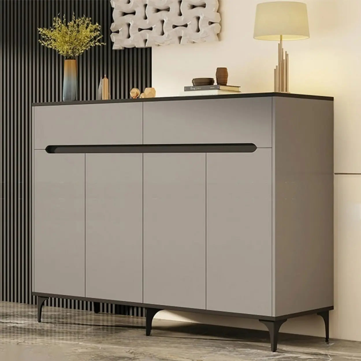 Sleek Engineered Wood White Shoe Storage Cabinet