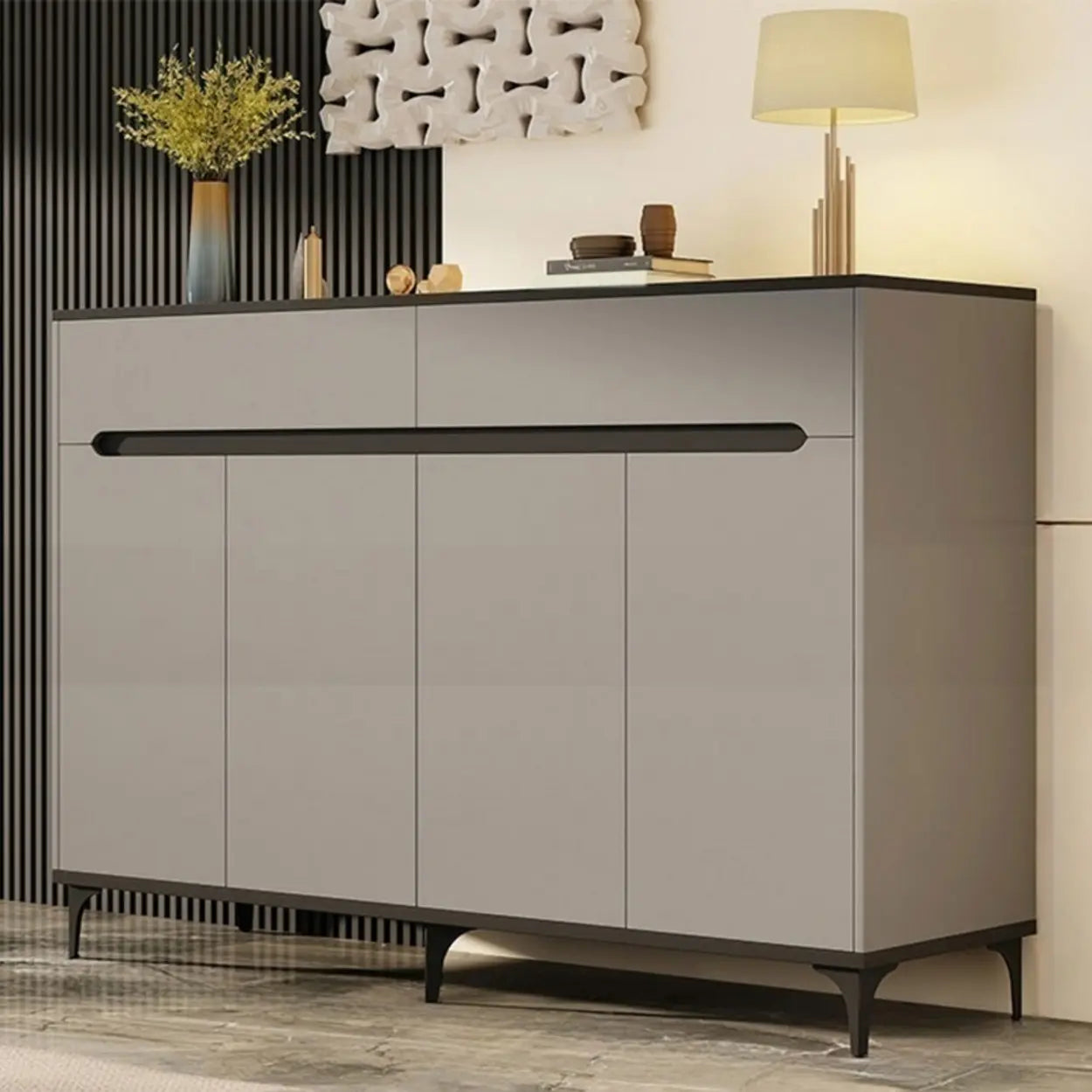 Sleek Engineered Wood White Shoe Storage Cabinet