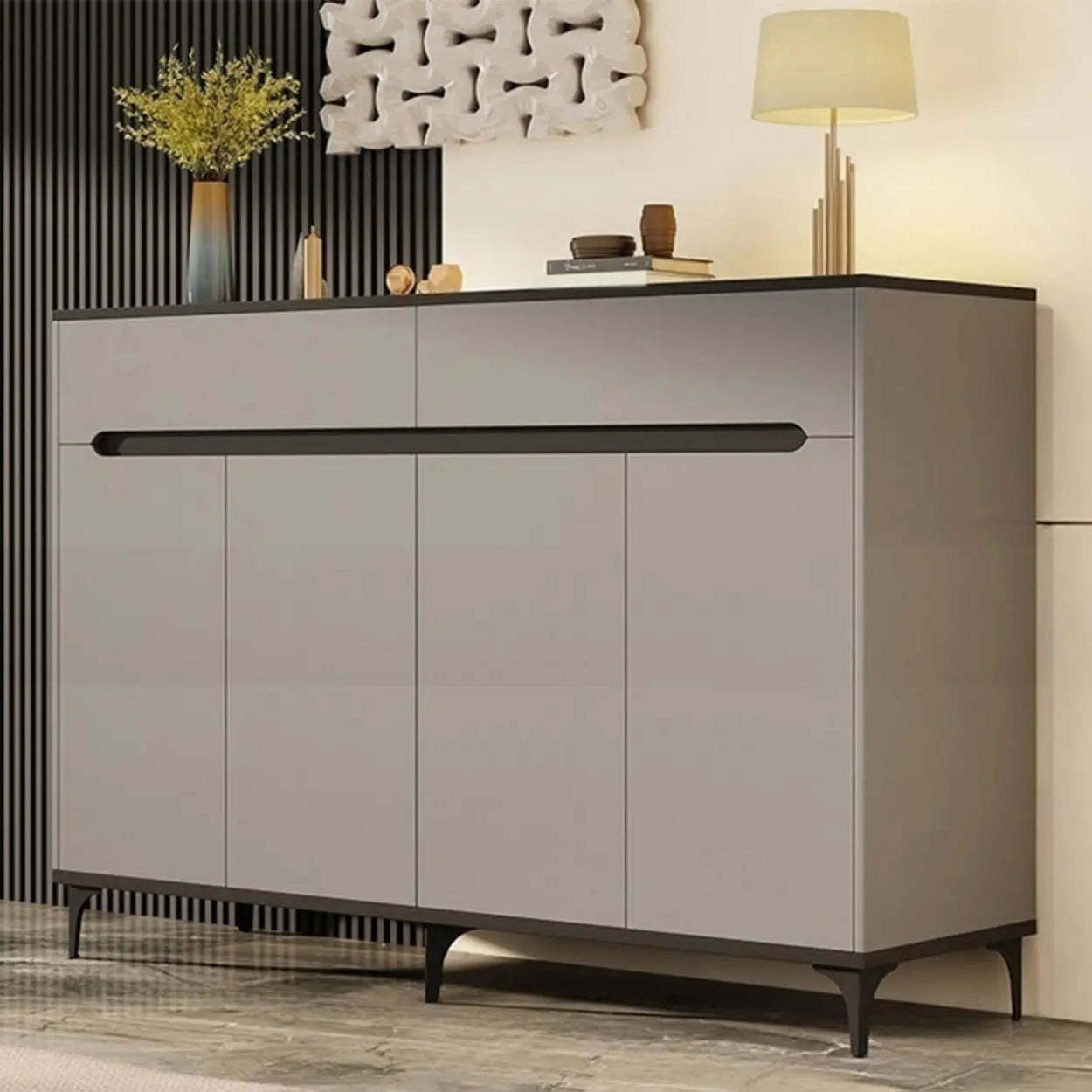 Sleek Engineered Wood White Shoe Storage Cabinet