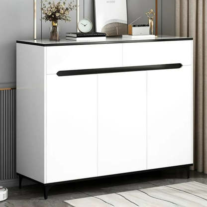 Sleek Engineered Wood White Shoe Storage Cabinet