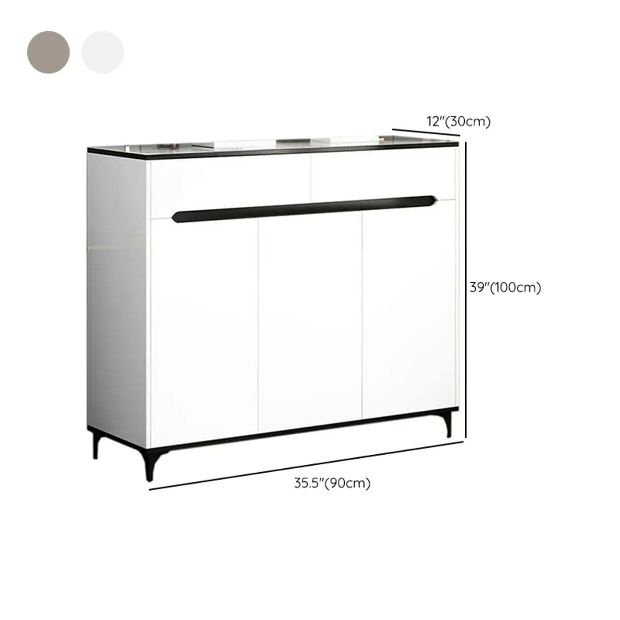 Sleek Engineered Wood White Shoe Storage Cabinet