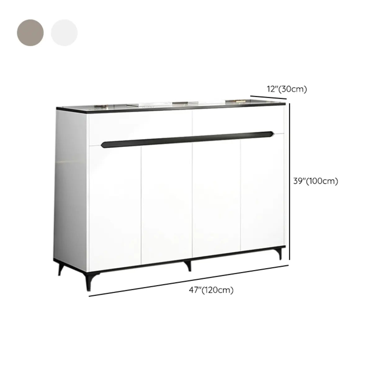 Sleek Engineered Wood White Shoe Storage Cabinet