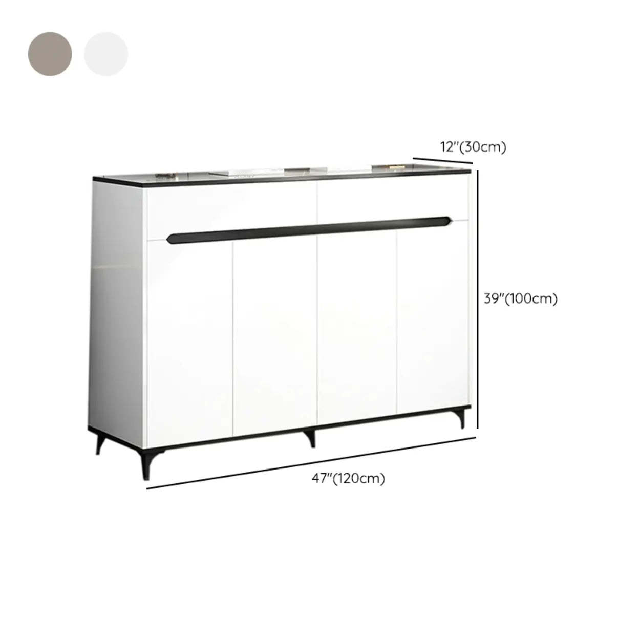 Sleek Engineered Wood White Shoe Storage Cabinet