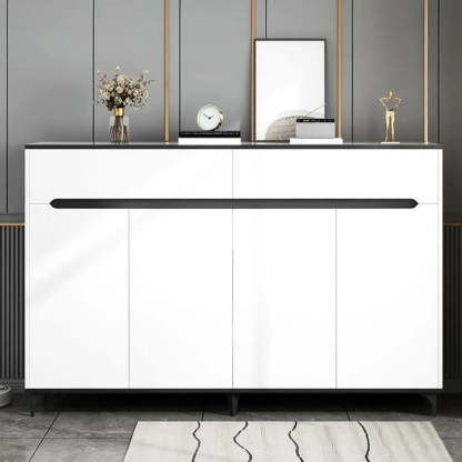 Sleek Engineered Wood White Shoe Storage Cabinet — Grey