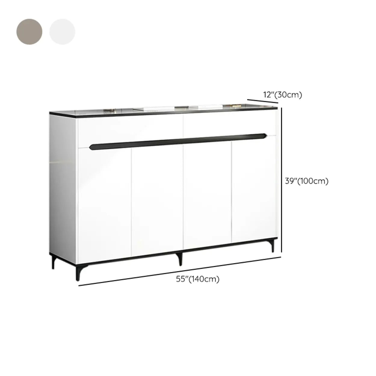 Sleek Engineered Wood White Shoe Storage Cabinet