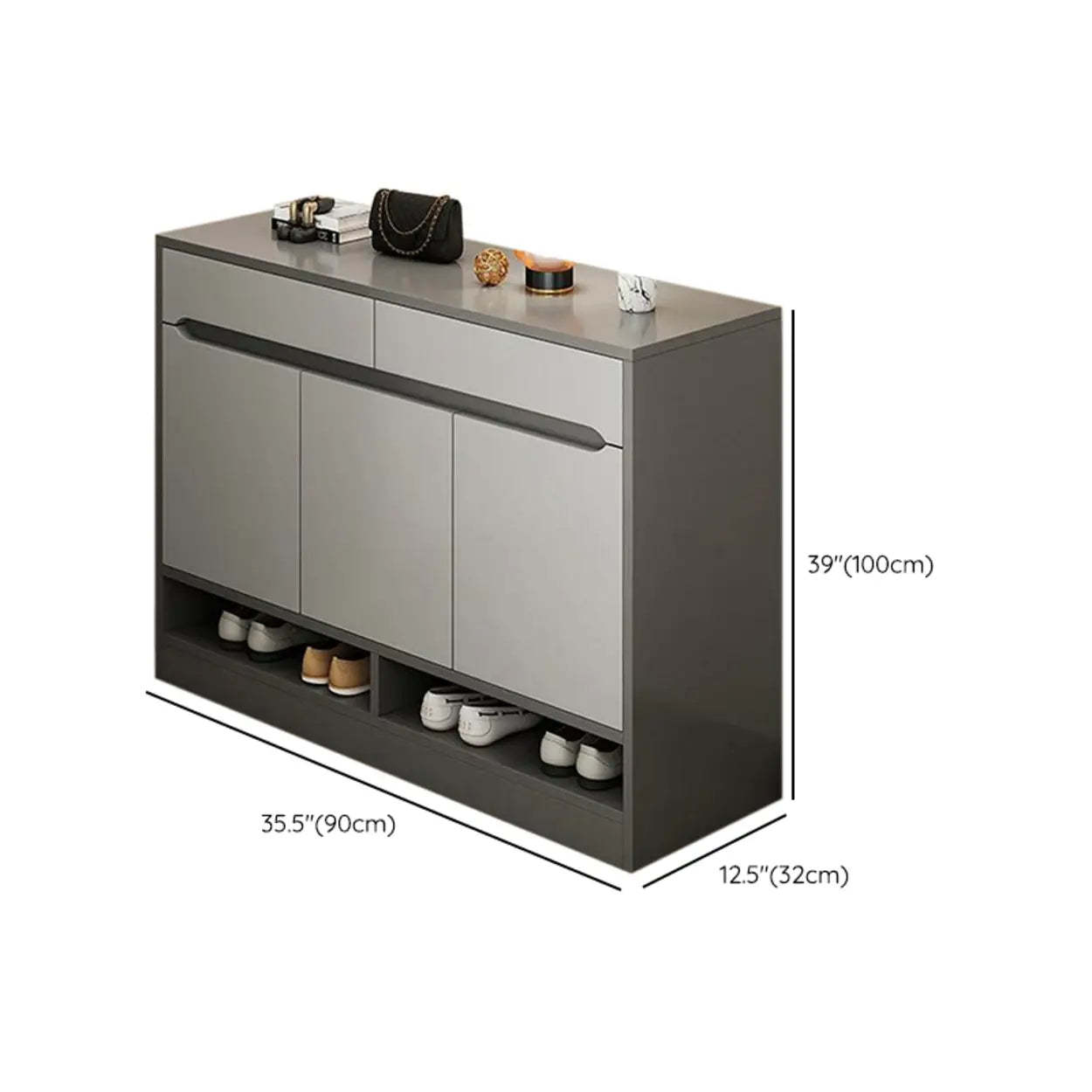 Sleek Engineered Wood White Shoe Storage Cabinet