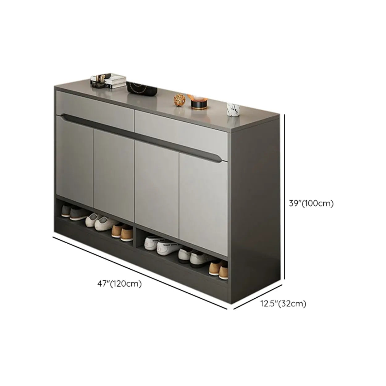 Sleek Engineered Wood White Shoe Storage Cabinet