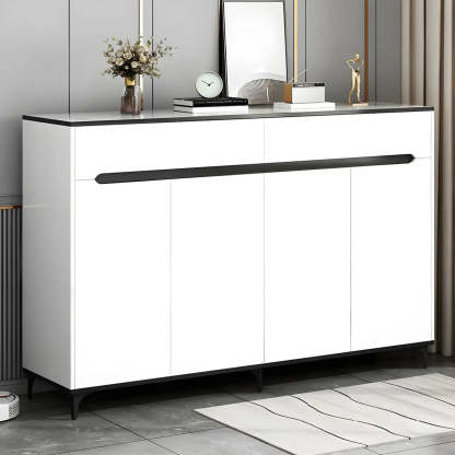 Sleek Engineered Wood White Shoe Storage Cabinet — Grey