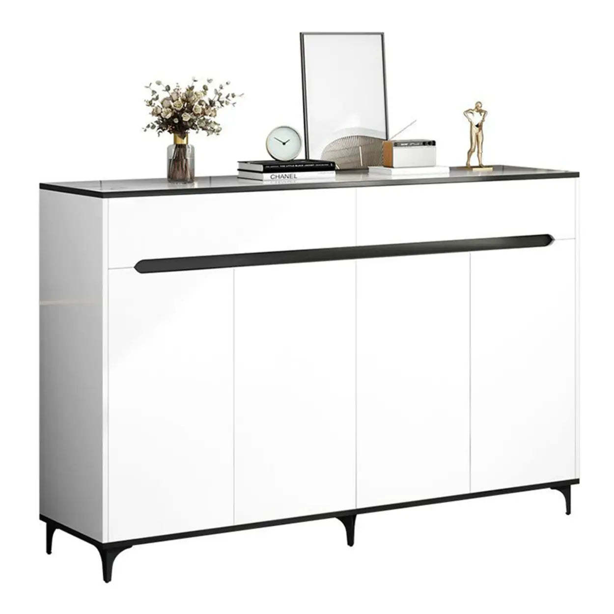Sleek Engineered Wood White Shoe Storage Cabinet — Grey