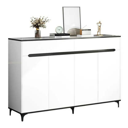 Sleek Engineered Wood White Shoe Storage Cabinet — Grey