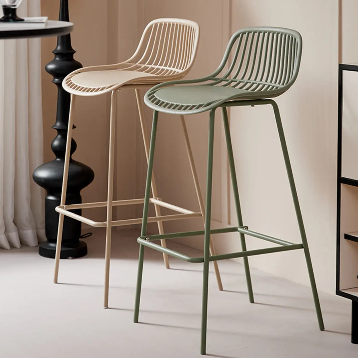 Sleek Mesh Low-Back Saddle Acrylic Bar Stool — White