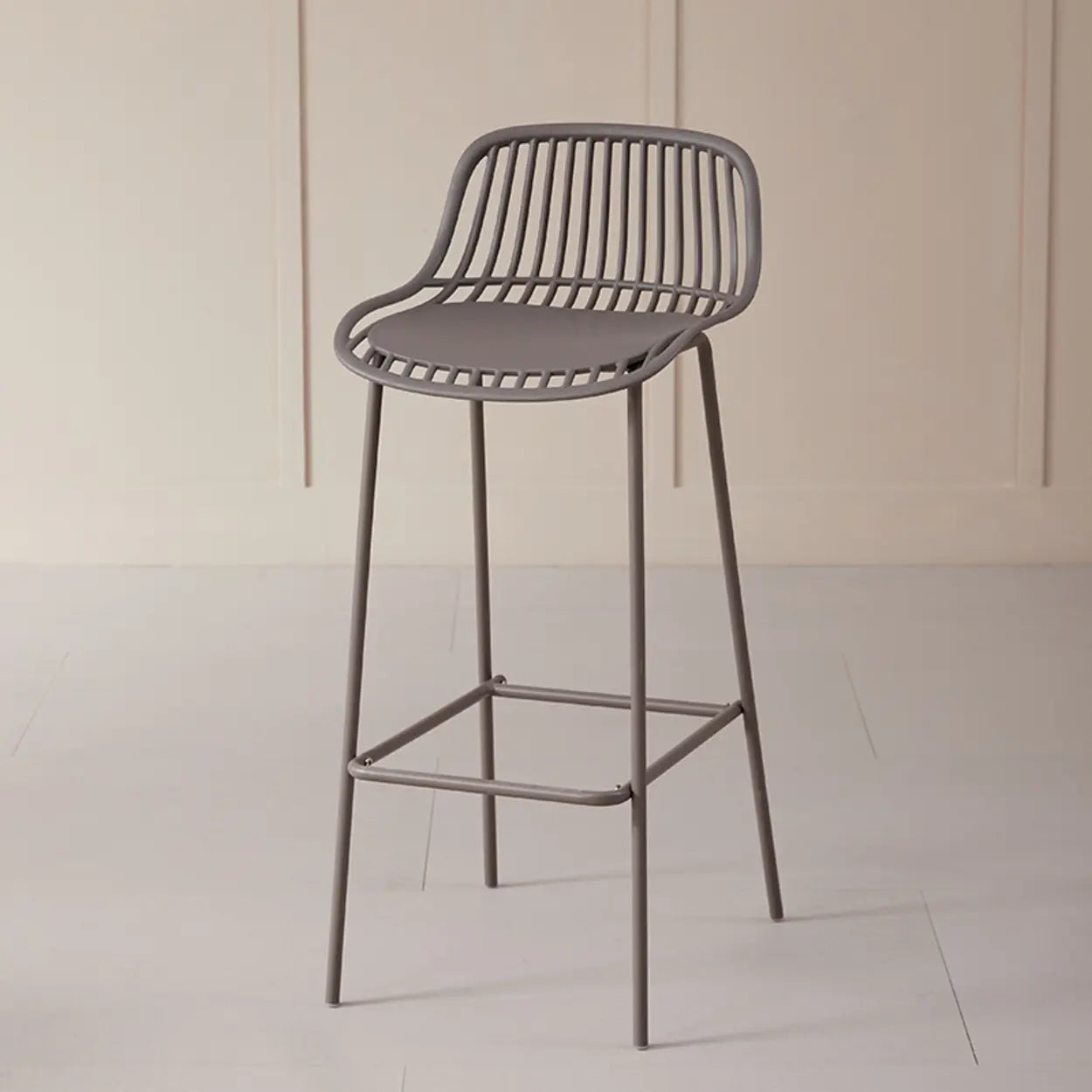 Sleek Mesh Low-Back Saddle Acrylic Bar Stool — Camel