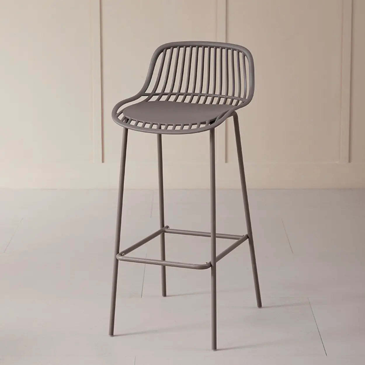 Sleek Mesh Low-Back Saddle Acrylic Bar Stool — Camel
