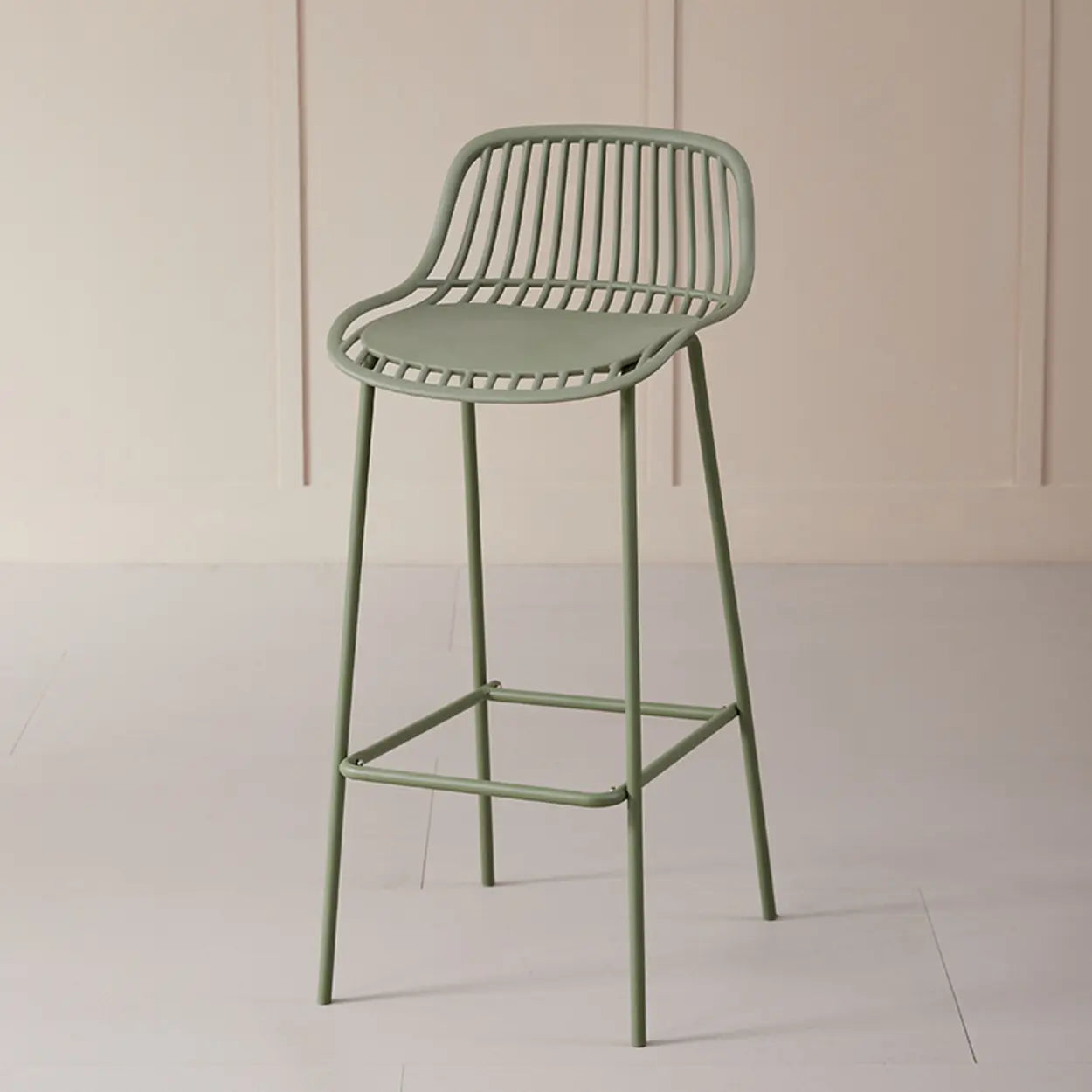 Sleek Mesh Low-Back Saddle Acrylic Bar Stool — Grey