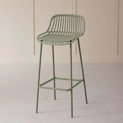 Sleek Mesh Low-Back Saddle Acrylic Bar Stool — Grey