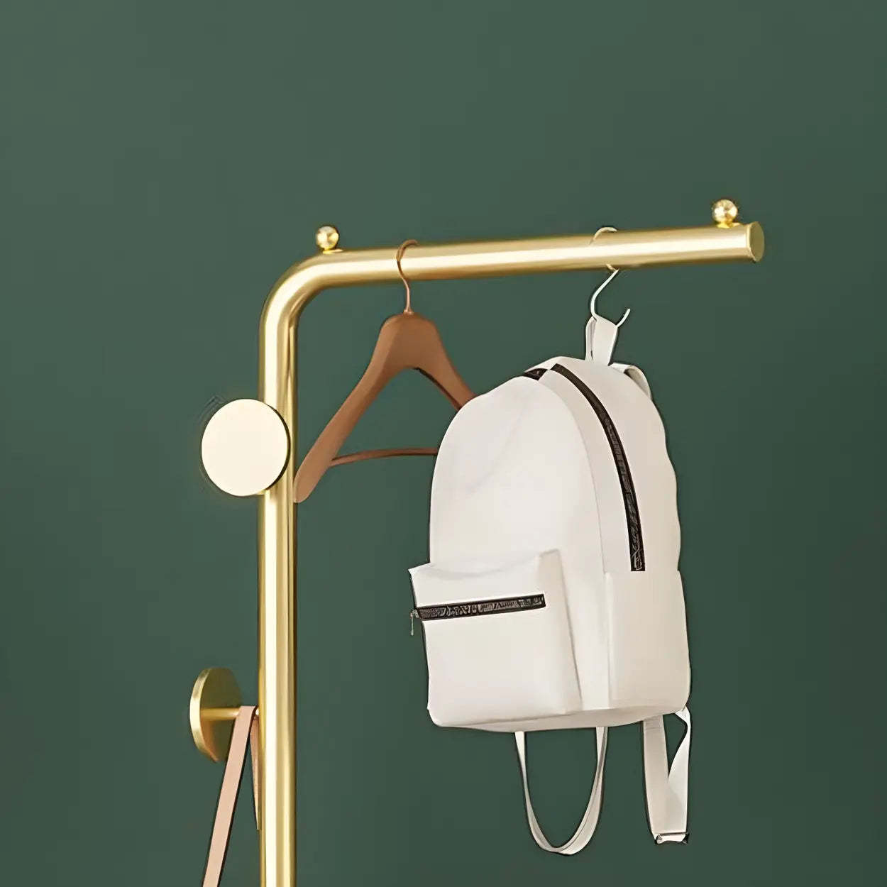 Sleek Tall Black Metal Freestanding Coat Rack — Gold-White / Round