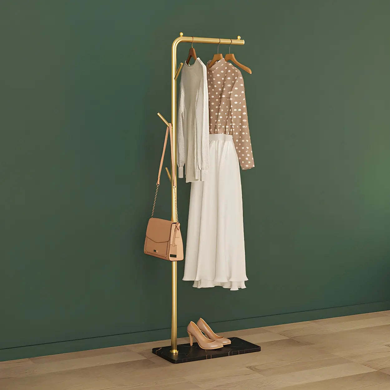 Sleek Tall Black Metal Freestanding Coat Rack