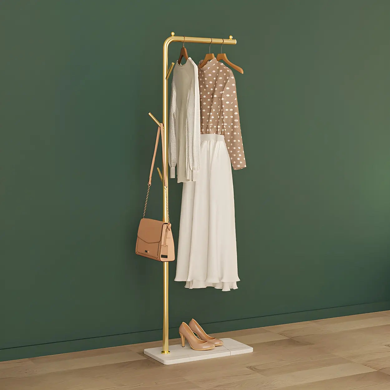 Sleek Tall Black Metal Freestanding Coat Rack