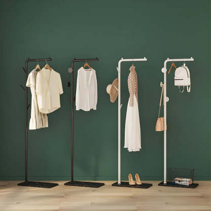Sleek Tall Black Metal Freestanding Coat Rack