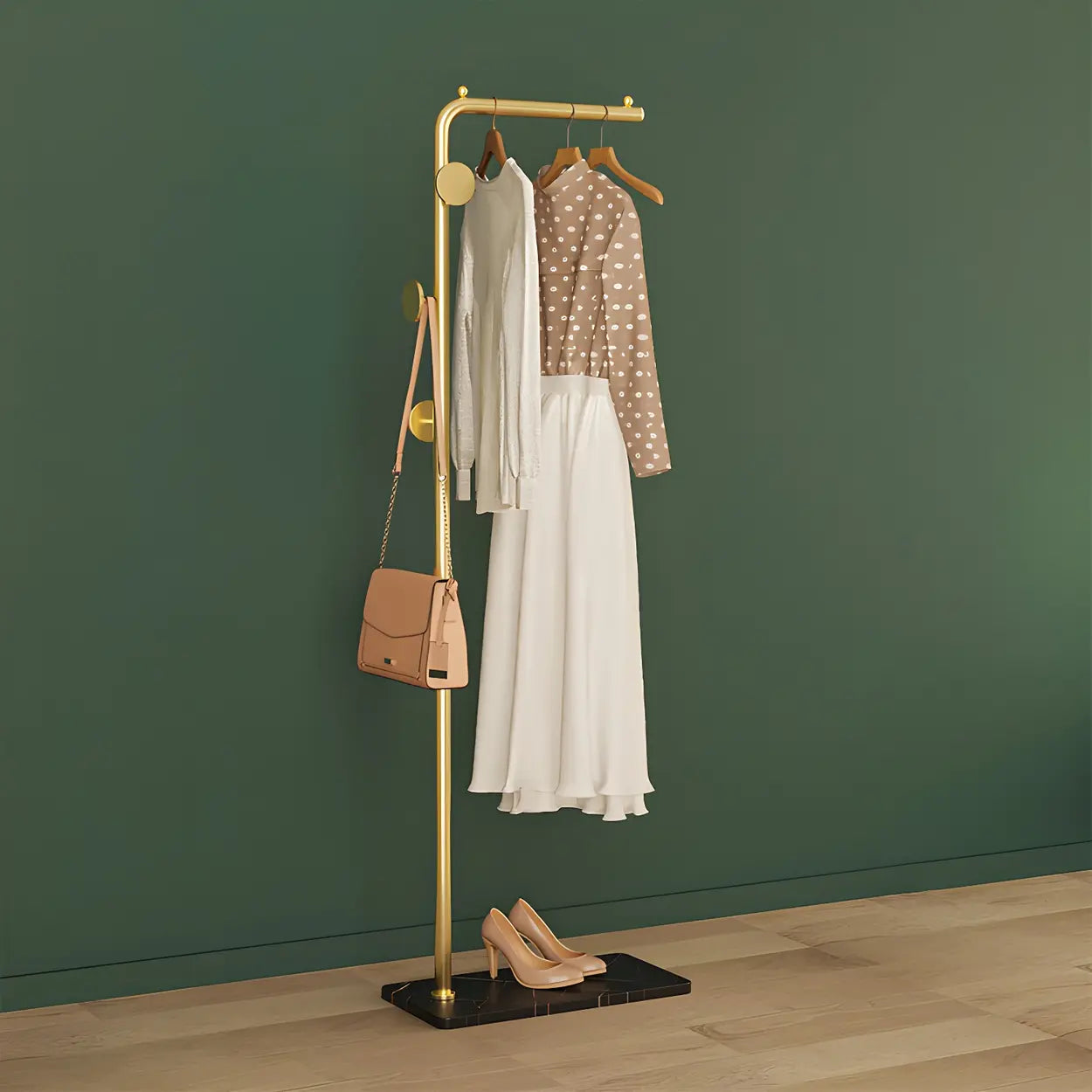 Sleek Tall Black Metal Freestanding Coat Rack — Matte Black / Round