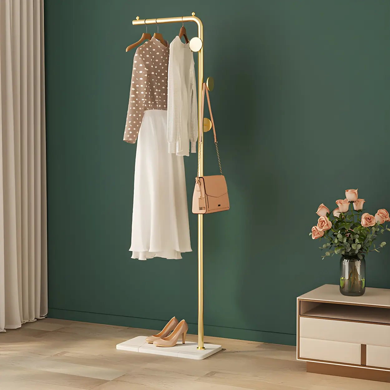 Sleek Tall Black Metal Freestanding Coat Rack — Matte Black / Branches