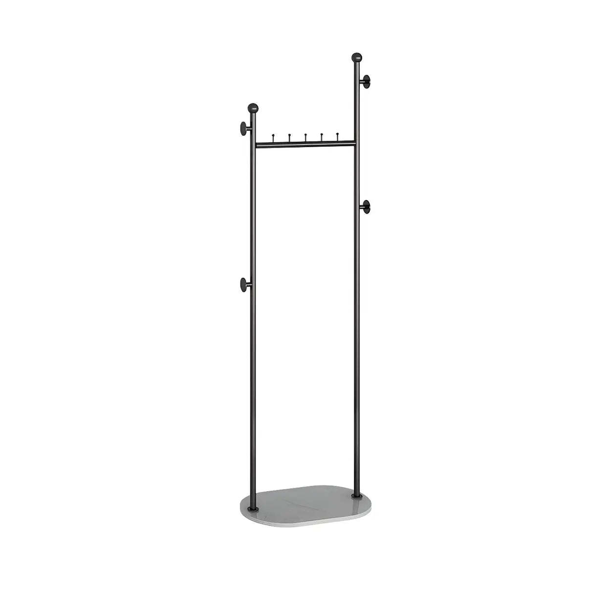 Sleek Gold-White Metal Tall Coat Rack with Shelf