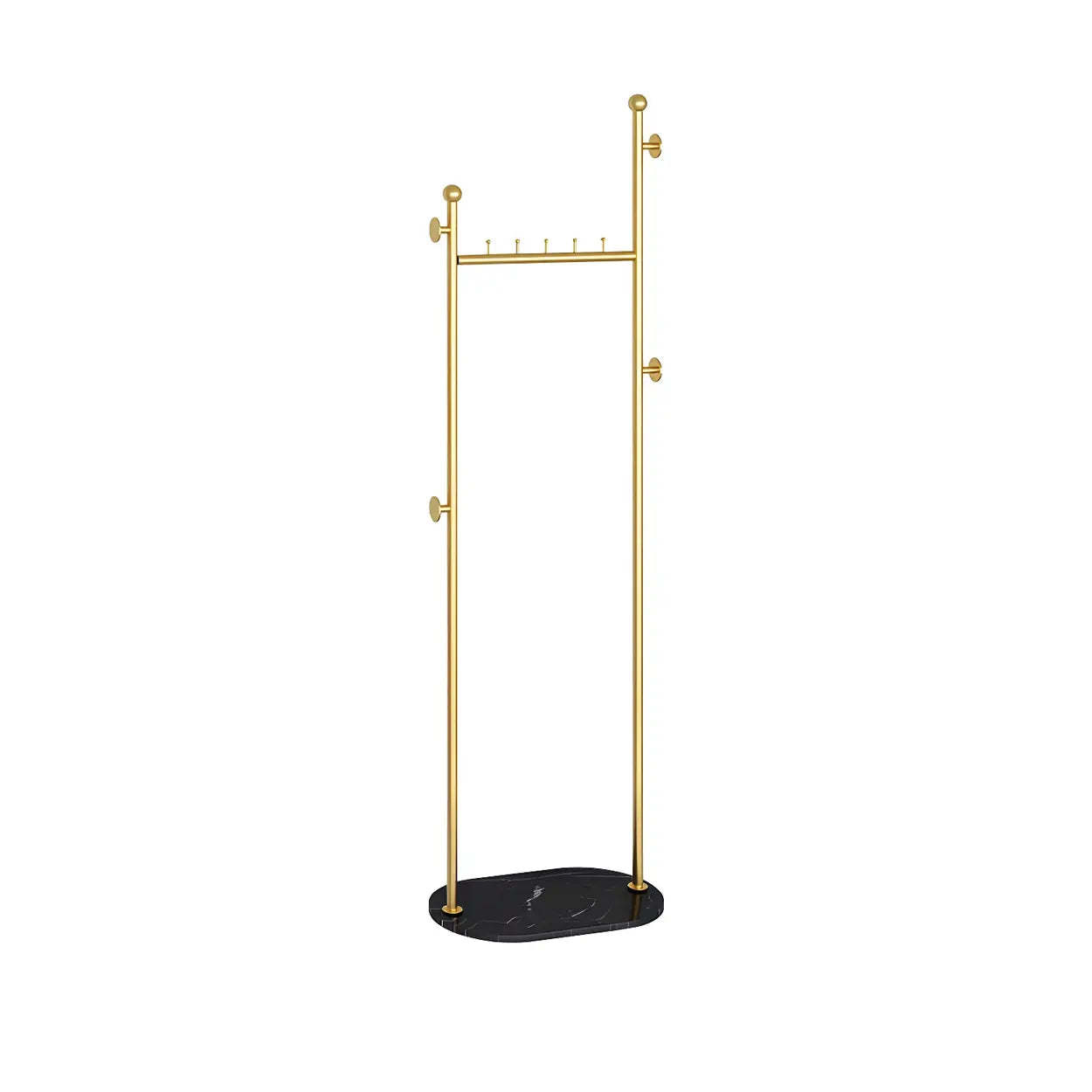 Sleek Gold-White Metal Tall Coat Rack with Shelf