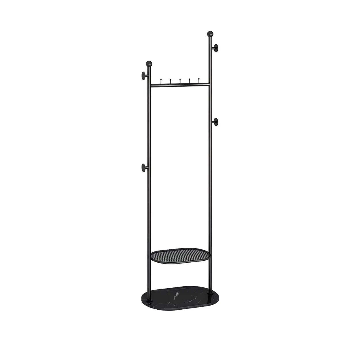Sleek Gold-White Metal Tall Coat Rack with Shelf