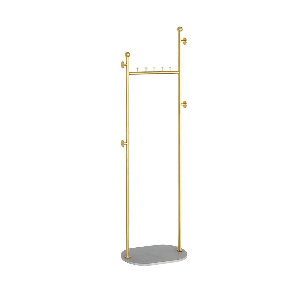 Sleek Gold-White Metal Tall Coat Rack with Shelf — White-Black