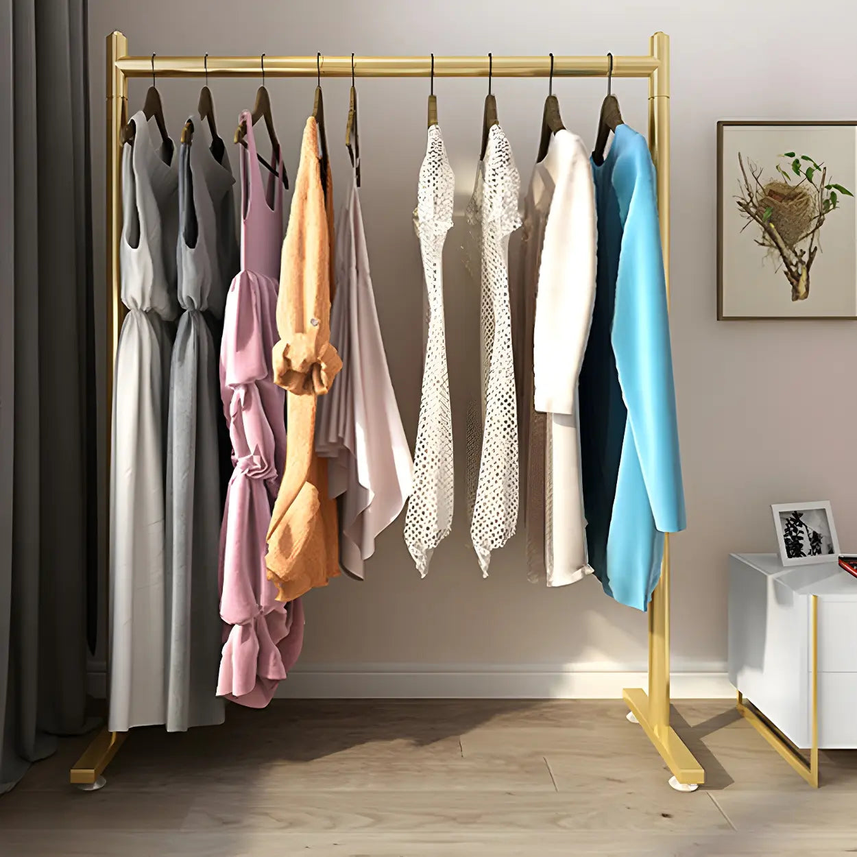 Sleek Modern Gold Metal Coat Rack