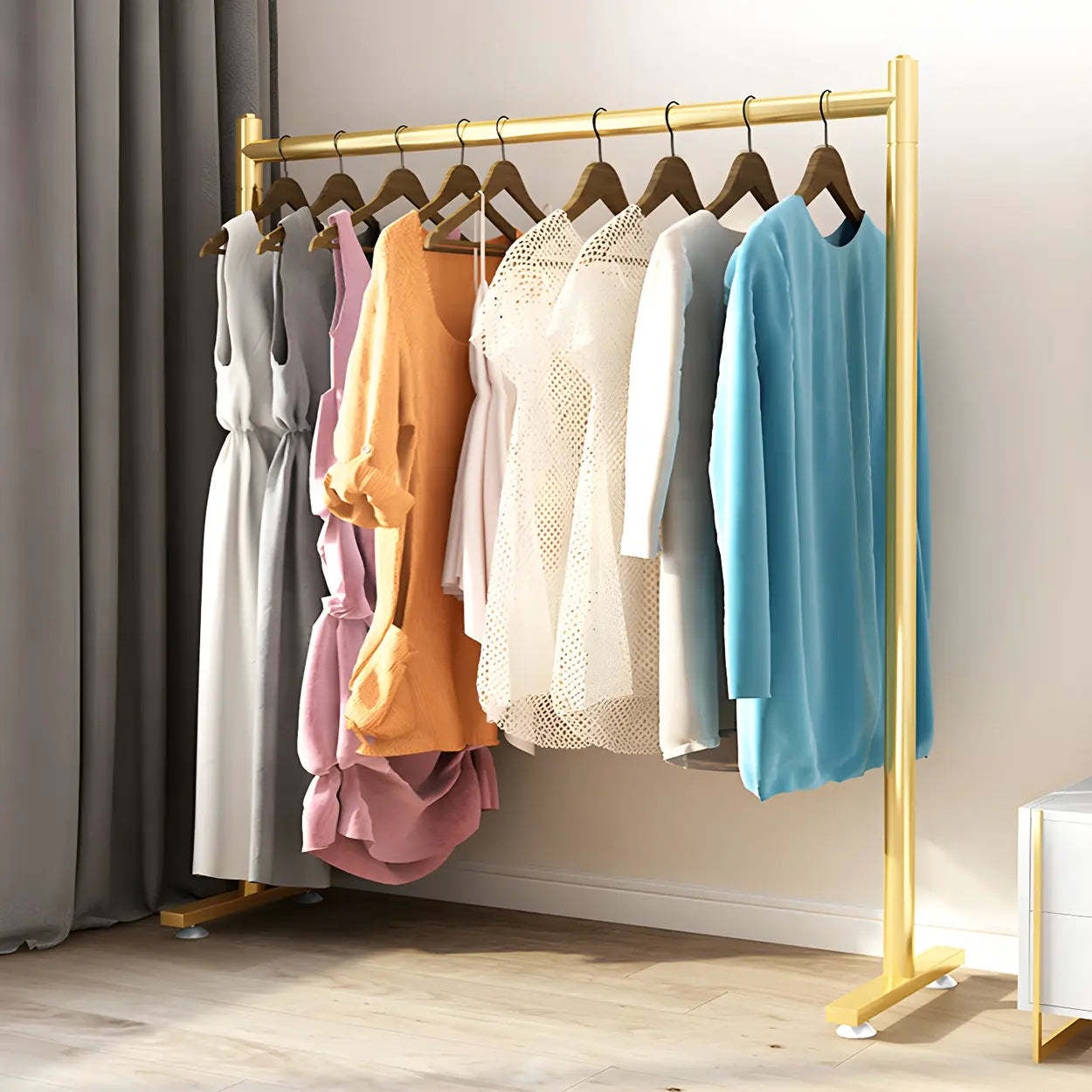 Sleek Modern Gold Metal Coat Rack — Black
