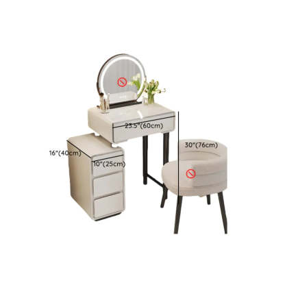 Sleek Oval Engineered Wood LED White Vanity Set