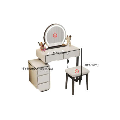 Sleek Oval Engineered Wood LED White Vanity Set