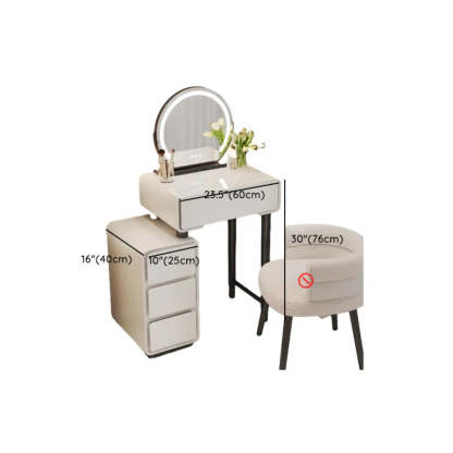 Sleek Oval Engineered Wood LED White Vanity Set