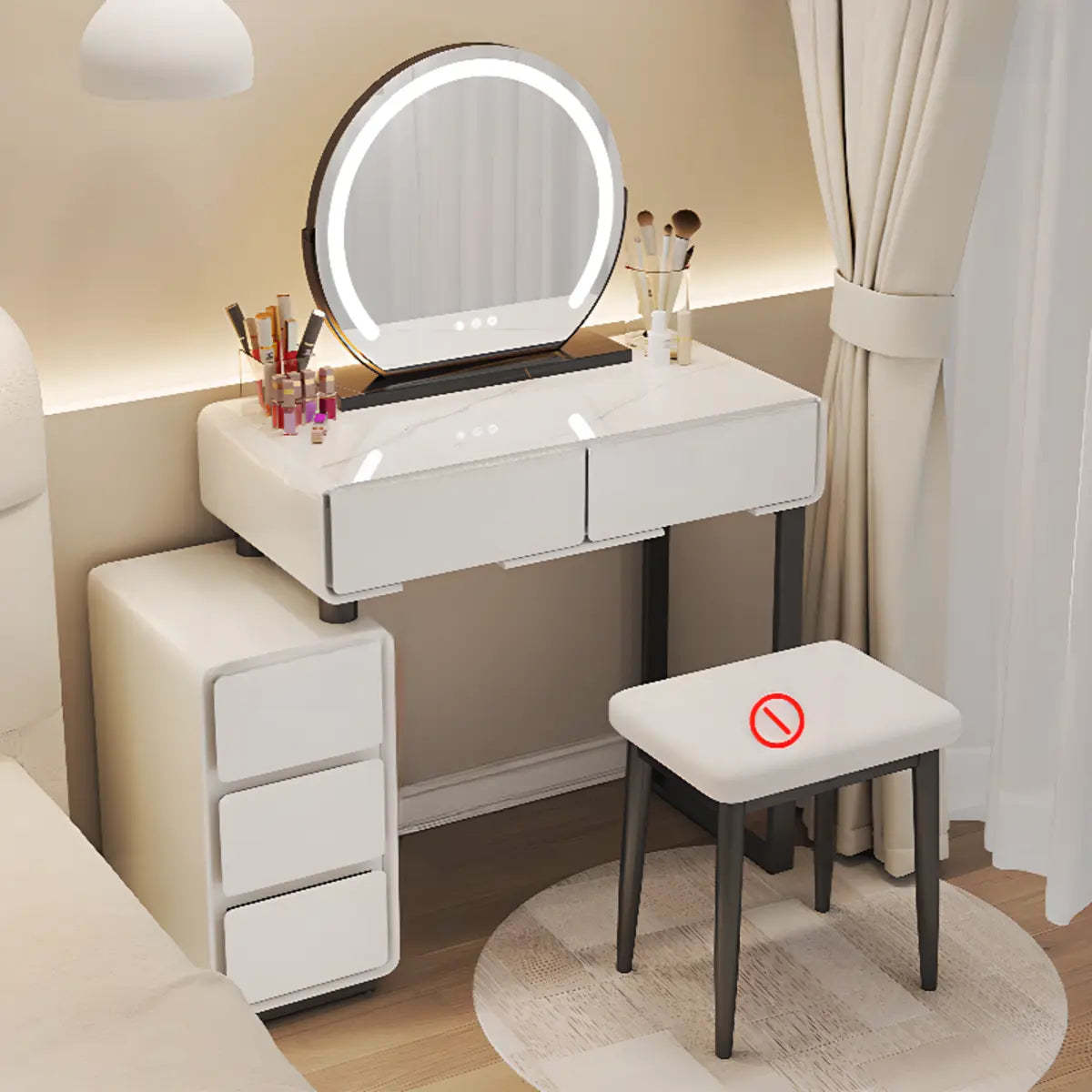 Modern engineered set makeup vanities in wood — 30" H x 16" W / Vanity & Dresser
