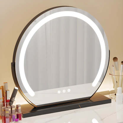 Sleek Oval Engineered Wood LED White Vanity Set
