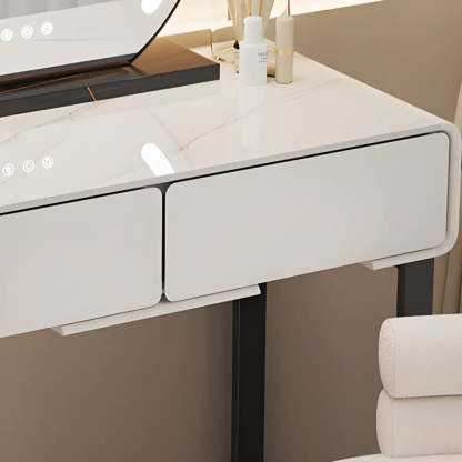 Sleek Oval Engineered Wood LED White Vanity Set