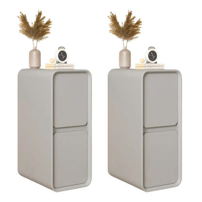 Sleek Rectangular Beige Faux Leather Nightstand — Light Gray / 1 Piece