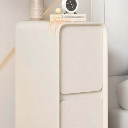 Sleek Rectangular Beige Faux Leather Nightstand — Off-White / 1 Piece