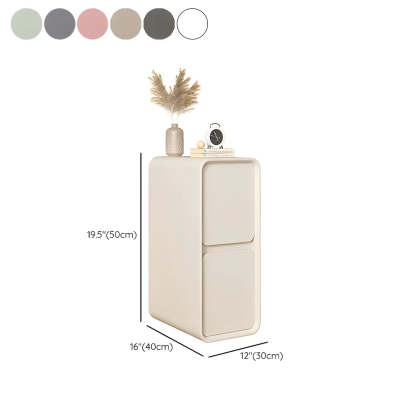 Sleek Rectangular Beige Faux Leather Nightstand — Pink / 2 Piece Set