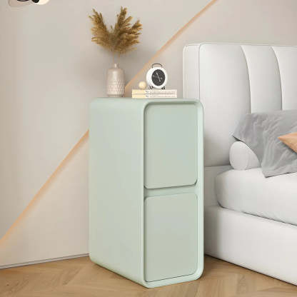 Sleek Rectangular Beige Faux Leather Nightstand — Pink / 1 Piece