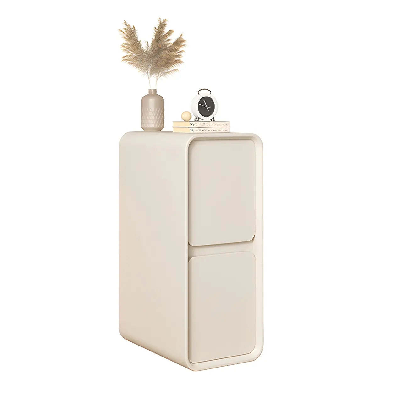 Sleek Rectangular Beige Faux Leather Nightstand — Dark Gray / 1 Piece