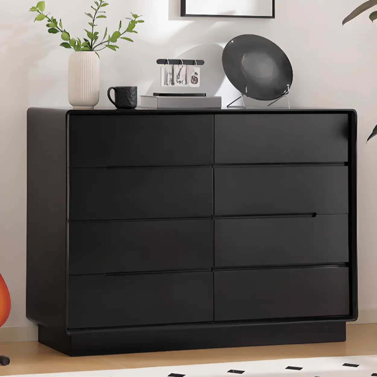 Sleek White Wood 8-Drawer Dresser — White