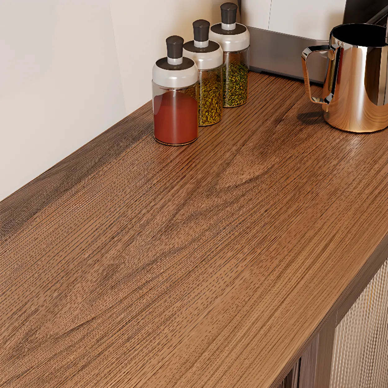 Sleek Walnut Wood Clear Door Sideboard