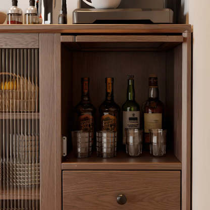 Sleek Walnut Wood Clear Door Sideboard