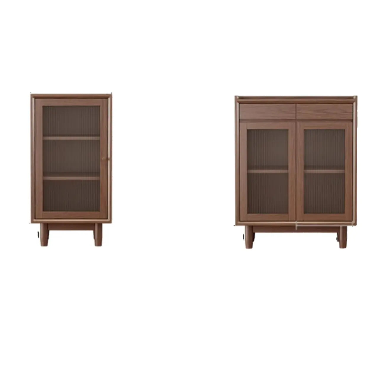 Sleek Walnut Wood Clear Door Sideboard