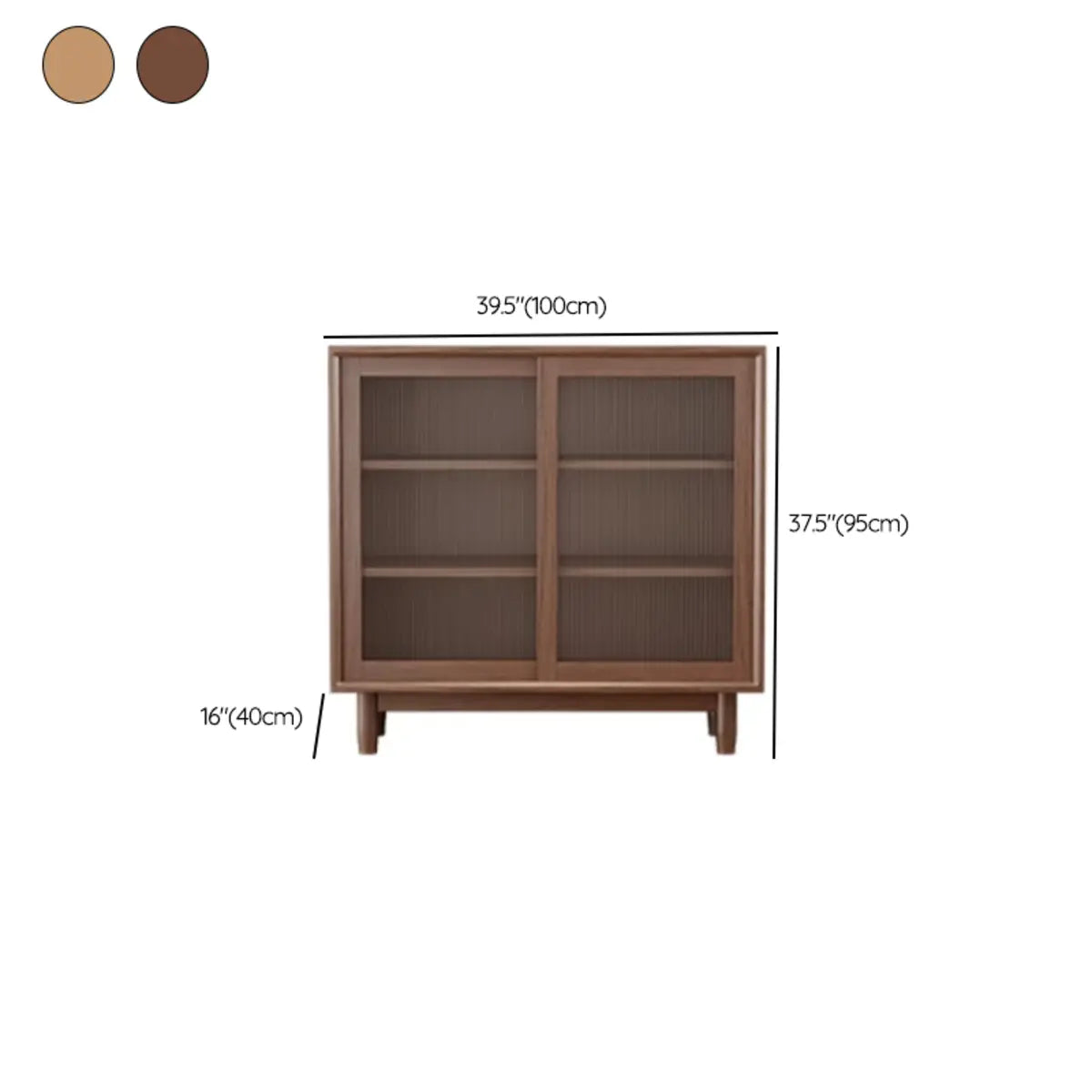 Sleek Walnut Wood Clear Door Sideboard