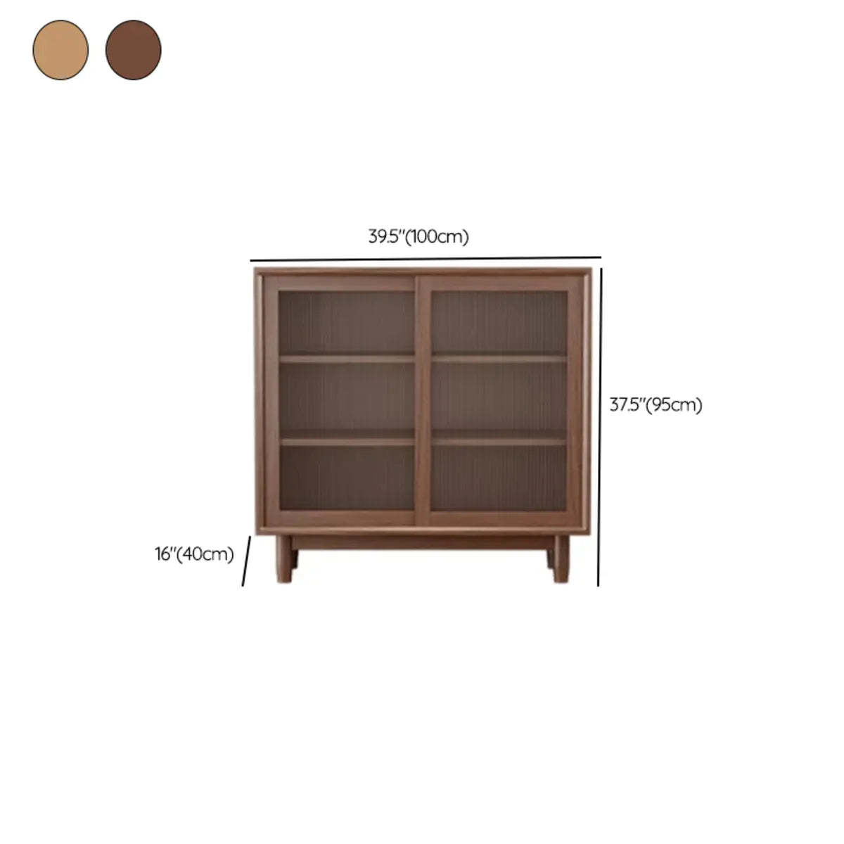 Sleek Walnut Wood Clear Door Sideboard