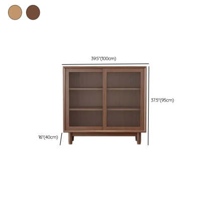 Sleek Walnut Wood Clear Door Sideboard