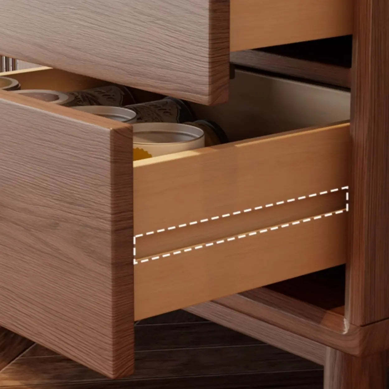 Sleek Walnut Wood Clear Door Sideboard — Walnut